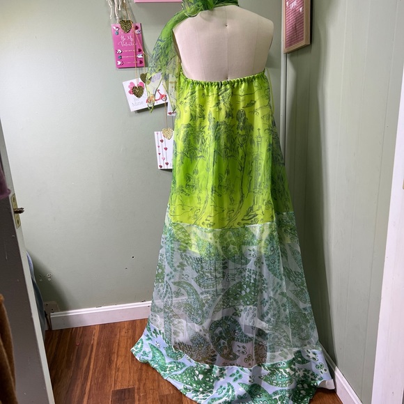 Rare STAUD Neem Printed Georgette Organza Sequined Hem Maxi Dress Unique - Picture 11 of 12